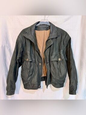 U2 Wear Me Out Hunter Green Leather Bomber Jacket T0043